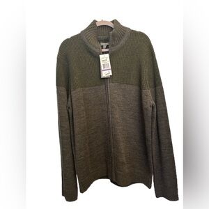 Kenneth Cole Men’s Green and Grey Full Zip Sweater (XXL)